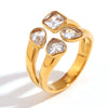 Wholesale Ring Jewelry Stainless Steel 18K Gold Plated Geometric Heart Microembedded Creative Ring For Women