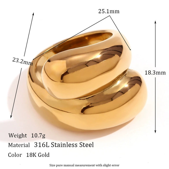 Wholesale Ring Jewelry Stainless Steel 18K Gold Plated Geometric Heart Microembedded Creative Ring For Women