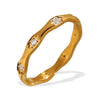 Wholesale Ring Jewelry 316L Stainless Steel 18K Gold Plated Waveshaped Design For Women