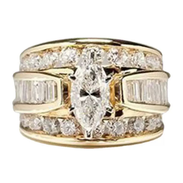 Wholesale Ring Metal Geometric Electroplating Inlaid Zircon Women's Engagement Jewelry