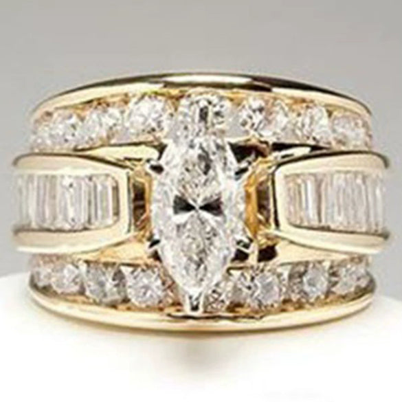 Wholesale Ring Metal Geometric Electroplating Inlaid Zircon Women's Engagement Jewelry