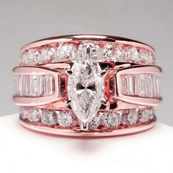 Wholesale Ring Metal Geometric Electroplating Inlaid Zircon Women's Engagement Jewelry