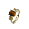 Wholesale Ring Metal Geometric Tiger's Eye Stone Inlay Vintage Court Style
