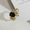 Wholesale Ring Metal Geometric Tiger's Eye Stone Inlay Vintage Court Style