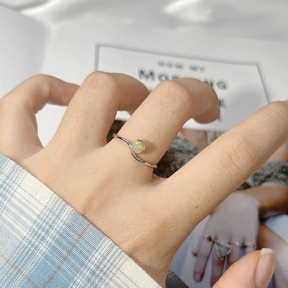Wholesale Ring Natural Aquamarine S925 Sterling Silver Wave Shape Set With Gemstones Women's Minimalist Streamline