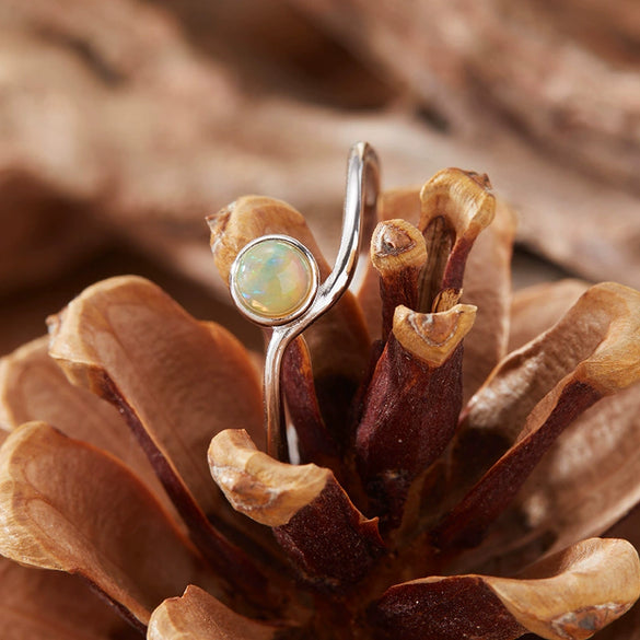 Wholesale Ring Natural Aquamarine S925 Sterling Silver Wave Shape Set With Gemstones Women's Minimalist Streamline
