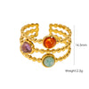 Wholesale Ring Natural Stone Shell Beads Stainless Steel Geometric Light Luxury