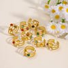 Wholesale Ring Natural Stone Shell Beads Stainless Steel Geometric Light Luxury
