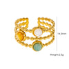 Wholesale Ring Natural Stone Shell Beads Stainless Steel Geometric Light Luxury