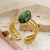 Wholesale Ring Natural Stone Three Layer Open Stainless Steel French Retro Geometric Electroplated