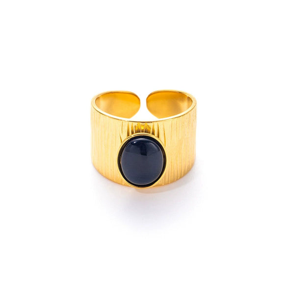 Wholesale Ring Natural Stone Titanium Steel Geometric Style Electroplating Unisex