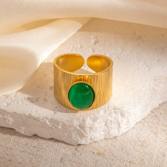Wholesale Ring Natural Stone Titanium Steel Geometric Style Electroplating Unisex
