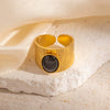 Wholesale Ring Natural Stone Titanium Steel Geometric Style Electroplating Unisex