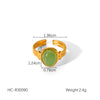 Wholesale Ring Natural Tiger Eye Stainless Steel Geometric Open Ring Electroplating For Women