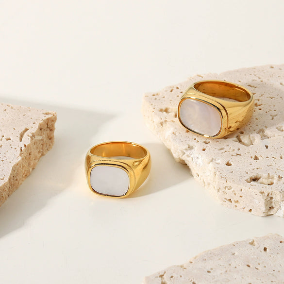 Wholesale Ring Rectangular Stainless Steel Geometric Electroplated Wedding Couple Ring