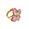 Wholesale Ring Retro Palace Style Dripping Peach Pink Flower Stainless Steel Electroplating For Women