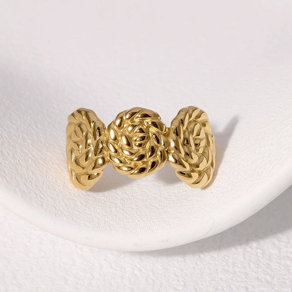 Wholesale Ring Retro Twist Design Goldplated Stainless Steel Geometric Style