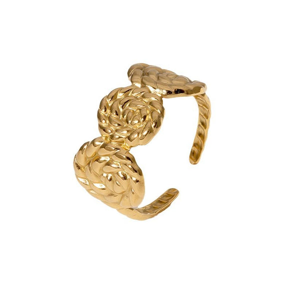 Wholesale Ring Retro Twist Design Goldplated Stainless Steel Geometric Style