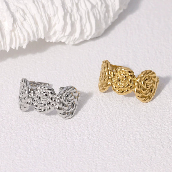 Wholesale Ring Retro Twist Design Goldplated Stainless Steel Geometric Style