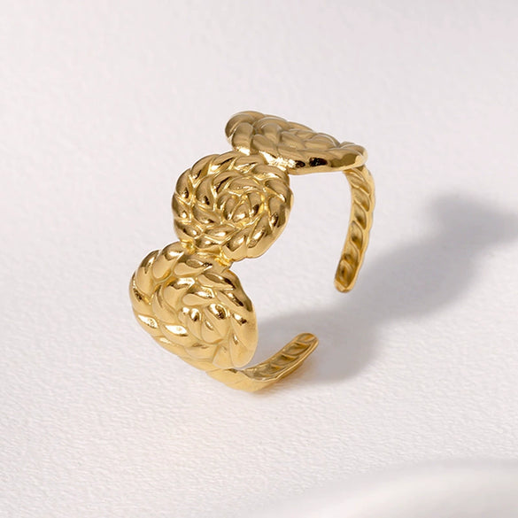 Wholesale Ring Retro Twist Design Goldplated Stainless Steel Geometric Style
