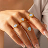 Wholesale Ring Rhinestone Stainless Steel Geometric 18K Gold Plated Simple Style Female