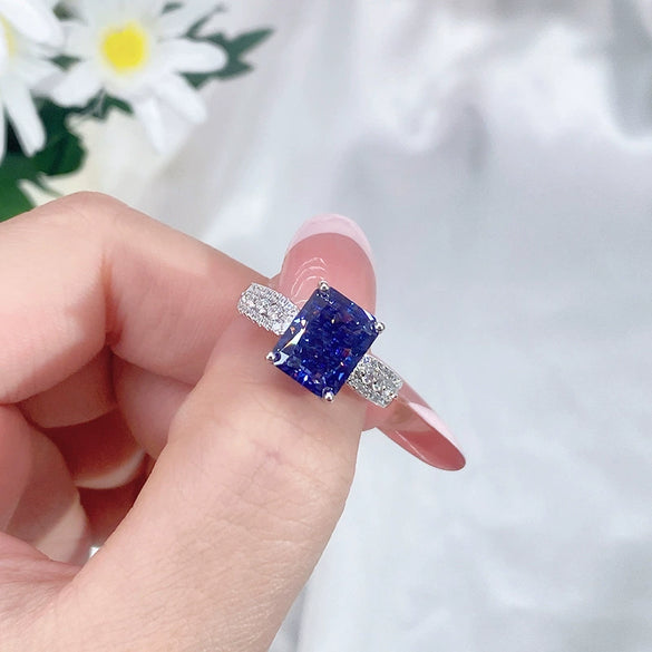 Wholesale Ring S925 Silver Geometric Light Luxury Style Set With Diamonds Ice Flower Cut