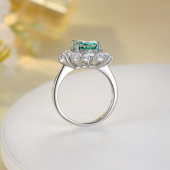 Wholesale Ring S925 Silver High Carbon Diamond Ice Flower Cut Geometric Style