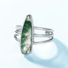 Wholesale Ring S925 Silver Inlaid Water Grass Agate Geometric Retro Style Set With Diamonds For Women