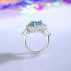 Wholesale Ring S925 Silver Water Drop Shape Aquamarine Simulation Diamond
