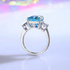 Wholesale Ring S925 Sterling Silver Aquamarine High Carbon Diamond Geometric Style