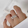Wholesale Ring S925 Sterling Silver Asymmetrical Concave And Convex Frosted Open Normcore Geometric Electroplated Women's Ring