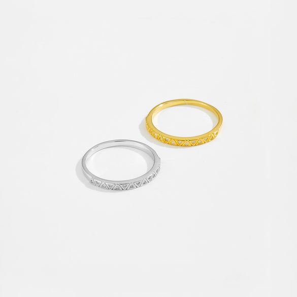 Wholesale Ring S925 Sterling Silver Geometric Design Zircon Electroplated Platinum 18K Gold