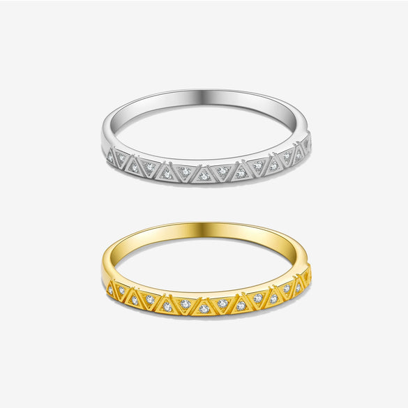 Wholesale Ring S925 Sterling Silver Geometric Design Zircon Electroplated Platinum 18K Gold