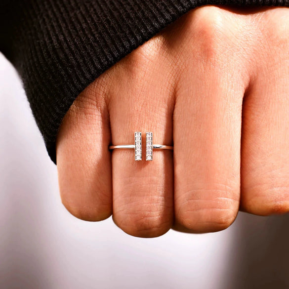 Wholesale Ring S925 Sterling Silver Geometric Inlaid Zircon Electroplated Women's