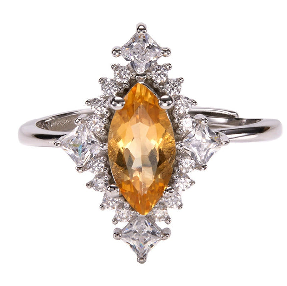 Wholesale Ring S925 Sterling Silver Geometric Natural Color Diamond Set With Gems Light Luxury Jewelry