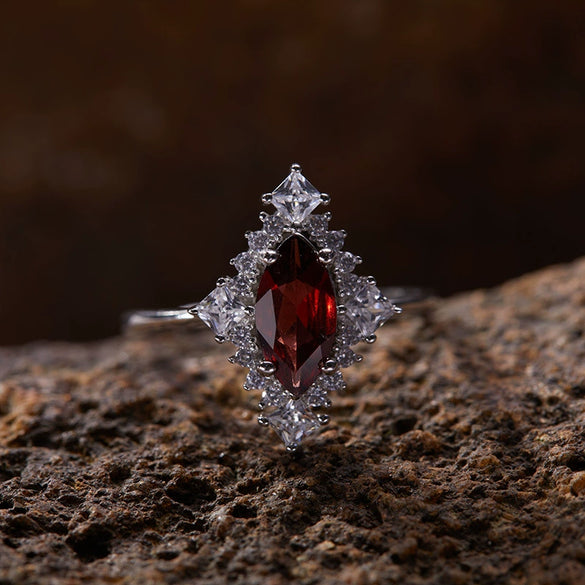 Wholesale Ring S925 Sterling Silver Geometric Natural Color Diamond Set With Gems Light Luxury Jewelry