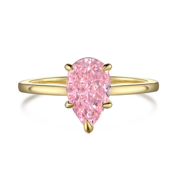 Wholesale Ring S925 Sterling Silver Geometric Pear Shaped Zircon Inlaid Electroplated For Women