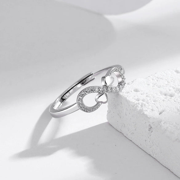 Wholesale Ring S925 Sterling Silver Heart Shaped Infinite Love Fashionable Electroplated