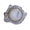 Wholesale Ring S925 Sterling Silver Inlaid Abalone And White Fritillaria Geometric Style