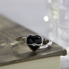 Wholesale Ring S925 Sterling Silver Inlaid Natural Black Agate Heart Shaped Original Design
