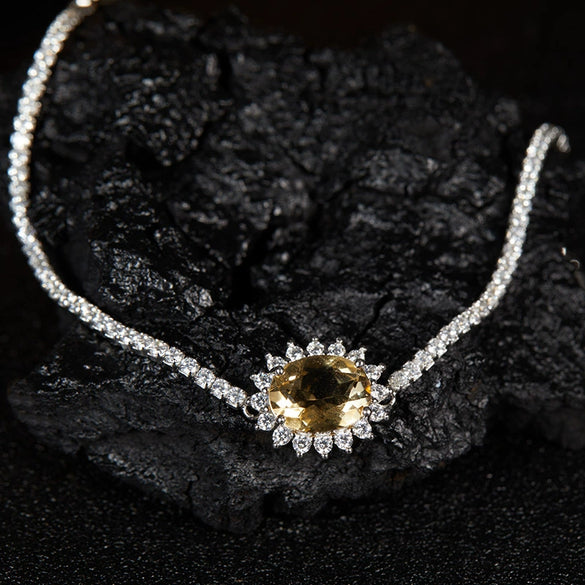 Wholesale Ring S925 Sterling Silver 18K Gold Crystal Geometric Light Luxury Style With Gems