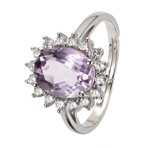Wholesale Ring S925 Sterling Silver 18K Gold Crystal Geometric Light Luxury Style With Gems