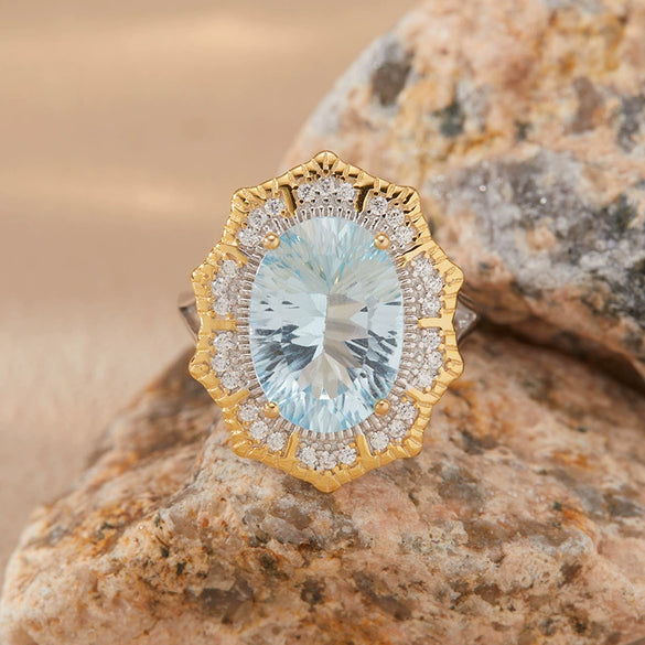 Wholesale Ring S925 Sterling Silver Natural Colored Gemstone Amethyst Citrine Flower Shaped Light Luxury Style
