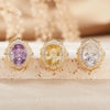 Wholesale Ring S925 Sterling Silver Natural Colored Gemstone Amethyst Citrine Flower Shaped Light Luxury Style