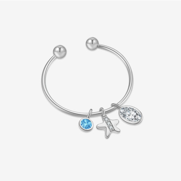 Wholesale Ring S925 Sterling Silver Opening Adjustable Letter Pendant Microinlaid Zircon Electroplated Platinum 18K Gold Fashion
