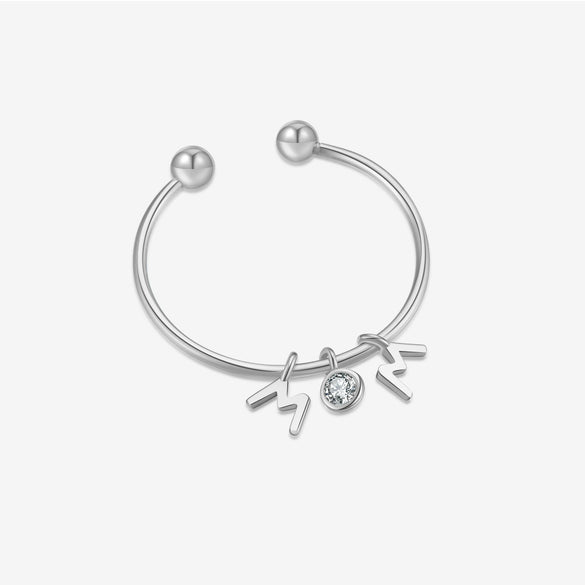 Wholesale Ring S925 Sterling Silver Opening Adjustable Letter Pendant Microinlaid Zircon Electroplated Platinum 18K Gold Fashion