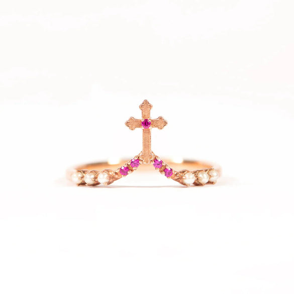 Wholesale Ring S925 Sterling Silver Pearl Cross Geometric Electroplating Women's