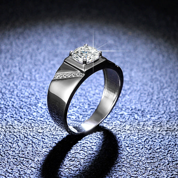 Wholesale Ring S925 Sterling Silver Platinum Plated Moissanite The Crown Design Natural Style For Male