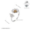 Wholesale Ring S925 Sterling Silver Sunflower Bee Zircon Inlaid Creative Design