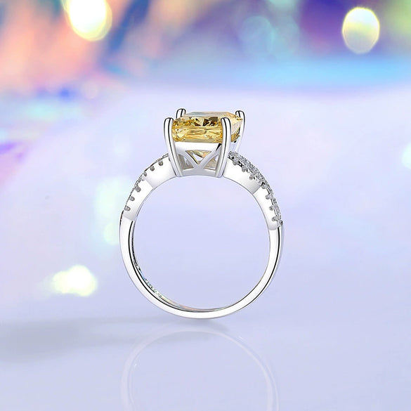 Wholesale Ring S925 Sterling Silver White Gemstone Ice Flower Cut Geometric Style For Women